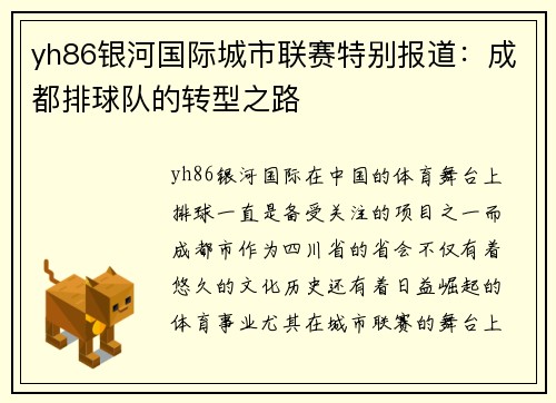 yh86银河国际城市联赛特别报道：成都排球队的转型之路